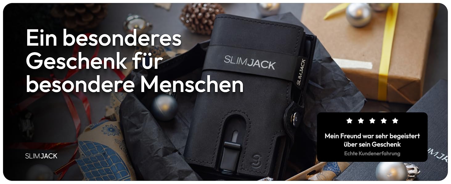 Чоловічий смарт-гаманець SLIMJACK з відділенням для монет та RFID-захистом, шкіряний тримач для кредитних карток з алюмінієвим корпусом, чорний