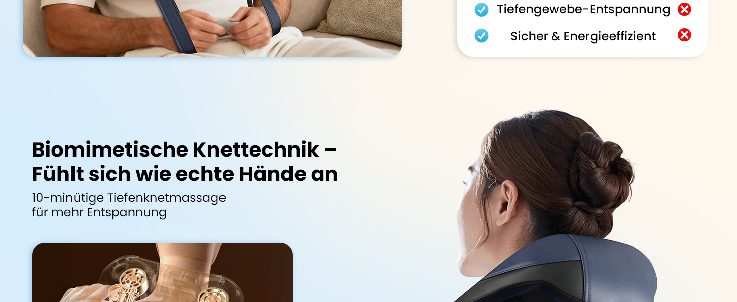 Масажер для шиї та плечей COMFIER 2026 з 4D Shiatsu, бездротовий глибокий масажер з графенним підігрівом для спини, темно-синій