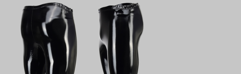 Чоловічі шкіряні лосини Vantissimo, виготовлені в Німеччині. Чорні лосини-легінси з лакофарбовим покриттям, облягаючого крою. Шкіряні лосини, лосини-мегінги, лосини з ефектом мокрого блиску, лакові лосини (S, чорний лак)