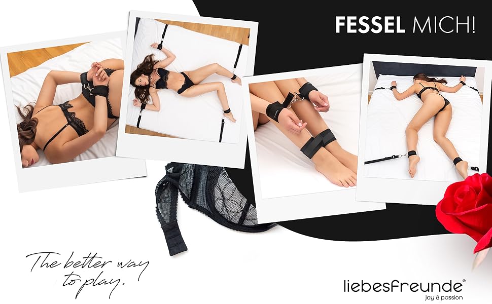 Набір для бондейжу Liebesfreunde® з кріпленнями для ліжка, наручниками та маскою для очей - BDSM для пар | Стабільний набір для сексуальних ігор