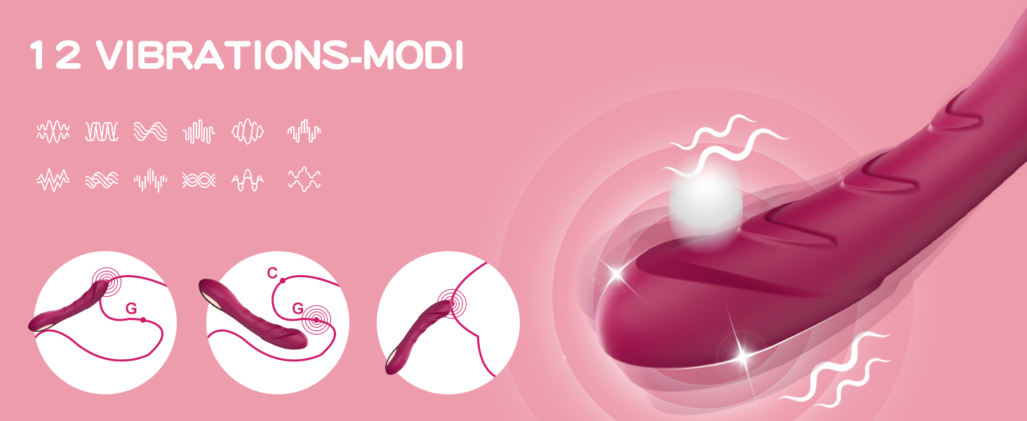 Вібратор G-Spot з силікону для жінок та пар, 12 режимів, реалістичний дизайн (червоний)