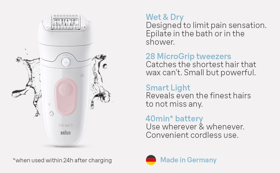 Епілятор Braun Silk-épil 5 5-000 для вологого та сухого використання, білий/фламінго