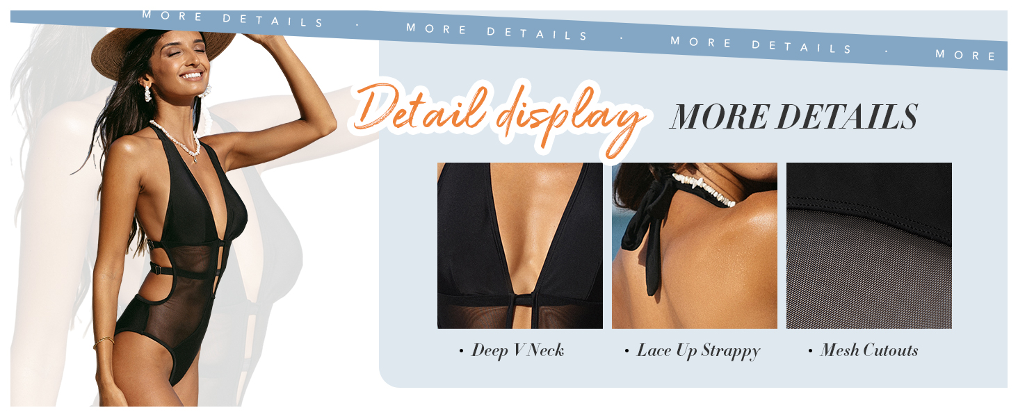 CUPSHE купальник з глибоким вирізом, на зав'язках, з сіткою, відкритий на спині, однотонний (колір: коричневий)