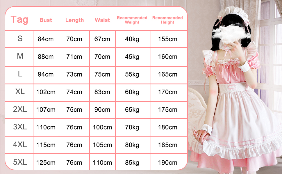 Костюм французької служниці: комплект для косплею, карнавалу та Хелловіну (чорний, L)