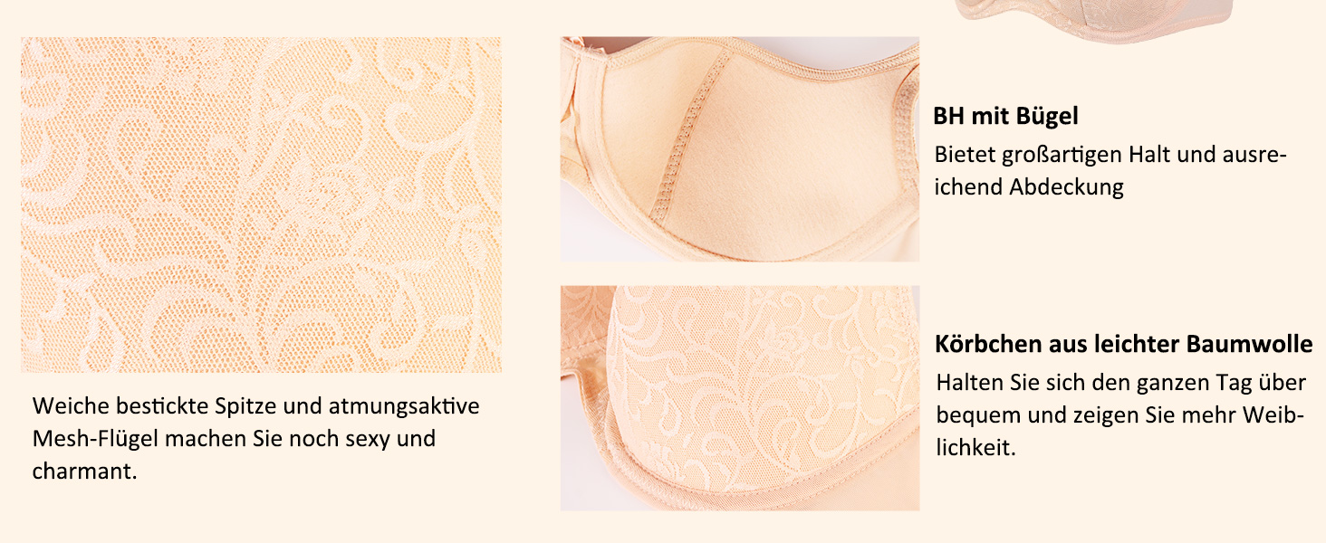 Дирндль бюстгальтер Lemorosy для жінок з кісточками, balconette, з м'якими широкими бретелями, чорний 85B