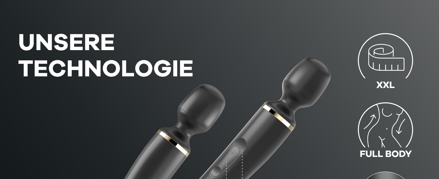 Satisfyer Wand-er Woman: Масажер для тіла з 50 вібраційними режимами | Секс-іграшка, тихий та потужний | Електронний масажер для жінок та чоловіків | Компактний вібратор для всього тіла | Чорний колір, 1 шт.