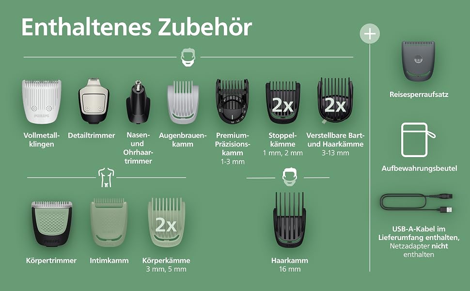 Універсальний тример Philips Multigroom Series 7000 MG7931/15 16-в-1 для обличчя, волосся та тіла, металеві леза, 21 налаштування довжини (0,5-16 мм)