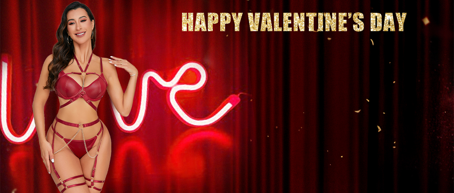 Сексуальний комплект нижньої білизни з бретельками для жінок, 7 частин: бюстгальтер з кісточками, трусики, панчохи, гетри, нагольник, ласий ланцюжок, червоний колір