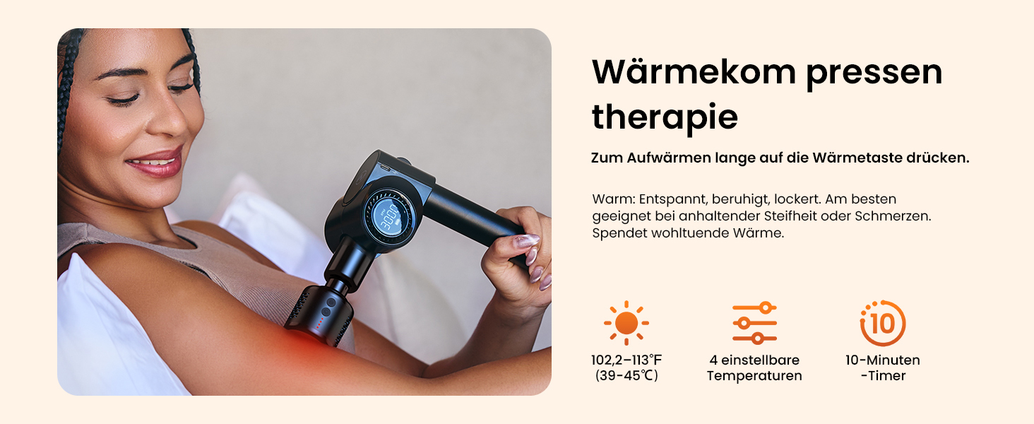 Перкусійний масажер Napre Massage Gun з функцією підігріву та охолодження, складаний масажний пістолет для тіла, спини та плечей, 32 рівні швидкості, 5 кутів нахилу, Gloss Black