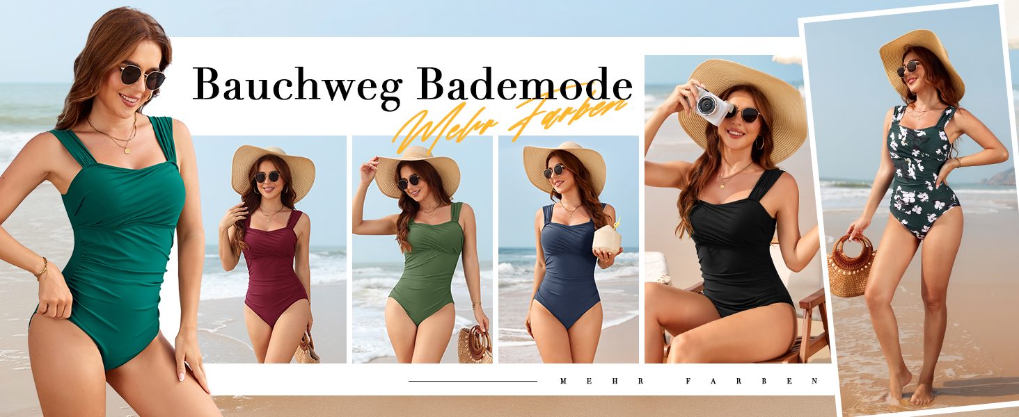 Світшот Badeanzug Damen: Одноцільний купальник з високою талією, Push Up, вінтажний, великі розміри, контроль живота, схуднення, пляжний, темно-зелений/рожевий з квітами