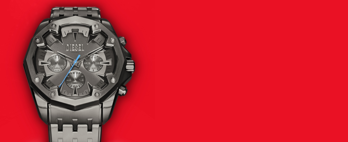 Чоловічий годинник Diesel Mega Chief Chronograph зі сталевим браслетом, темно-синій та сріблястий