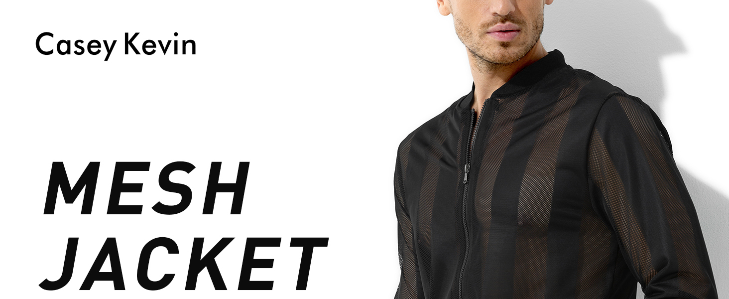 Чоловіча сітчаста сорочка з довгим рукавом Casey Herren Netz Hemden – прозора сітка, модель A1-чорний, розмір L