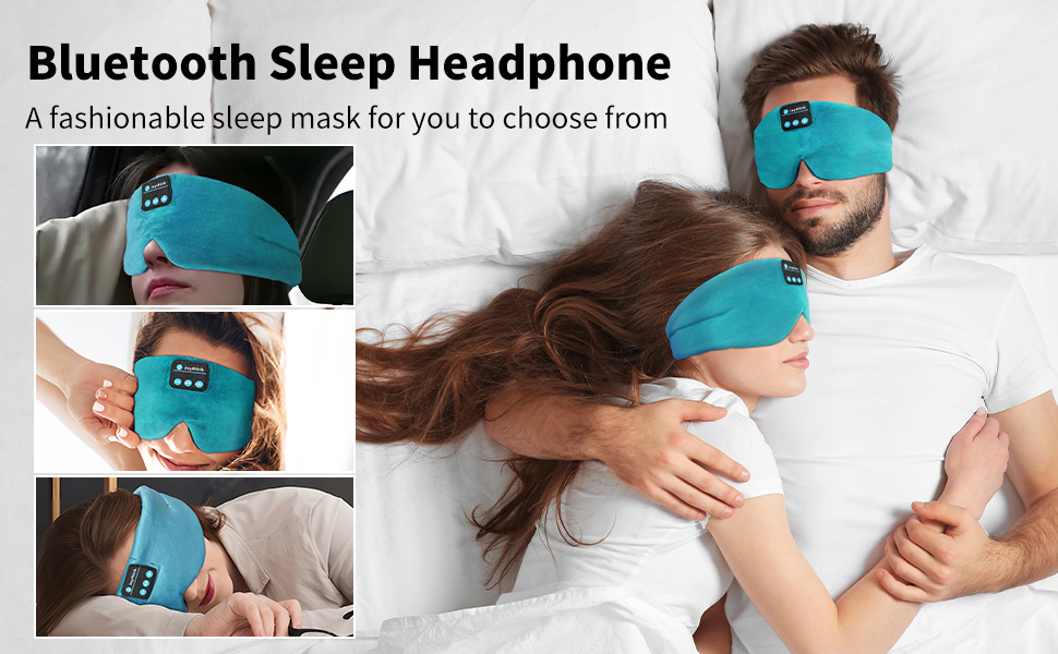 Маска для сну з Bluetooth-навушниками Joythink 5.3, шовкова музична маска для сну та медитації, підходить для сну на боці, 16 год роботи акумулятора, миюча маска для подорожей (блакитна)