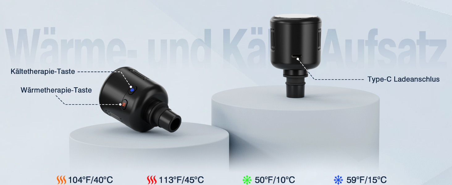 Перкусійний масажер cotsoco Mini Massage Gun з функціями підігріву та охолодження, металевий корпус, 5 насадок для глибокого масажу м'язів, сірий