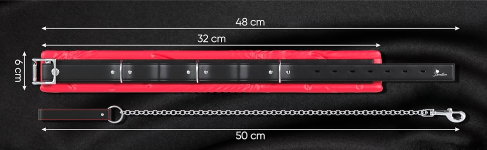 Підвіска DEVOTION з ланцюгом зі сталі, карабін, м'яка підкладка, не залишає слідів, з замком, червоно-чорна