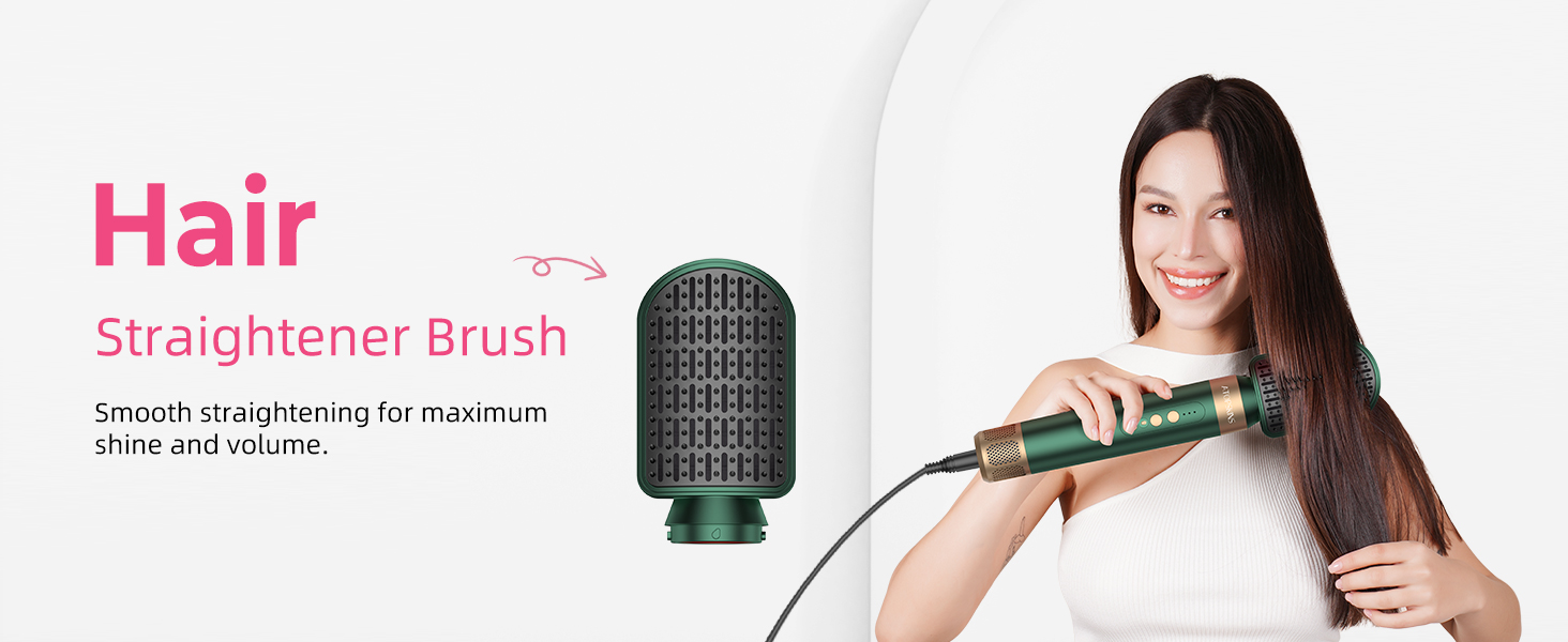 Мультифункціональний стайлер для волосся 7 в 1 Atopskins Airstyler Pro: фен з дифузором, круглі щітки, випрямляч та плойка для локонів Beach Waves, зелено-золотий