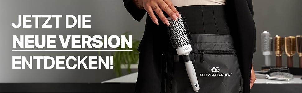 Керамическая ионизирующая круглая щетка для волос Olivia Garden Ceramic + Ion 55 мм, антистатическая расческа с нейлоновым ворсом