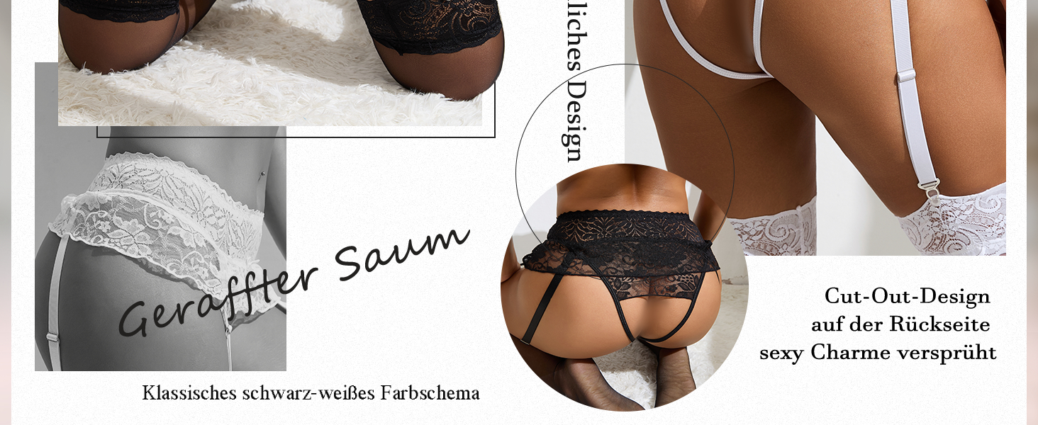 Сексуальний стрінги з кліпсами для жінок великих розмірів, мереживо, стріп-ремені, широкі лямки, комплект нижньої білизни, стрінги з підтримкою, стрінги з металевими кліпсами, гarter belt, великі розміри, чорний, M-L