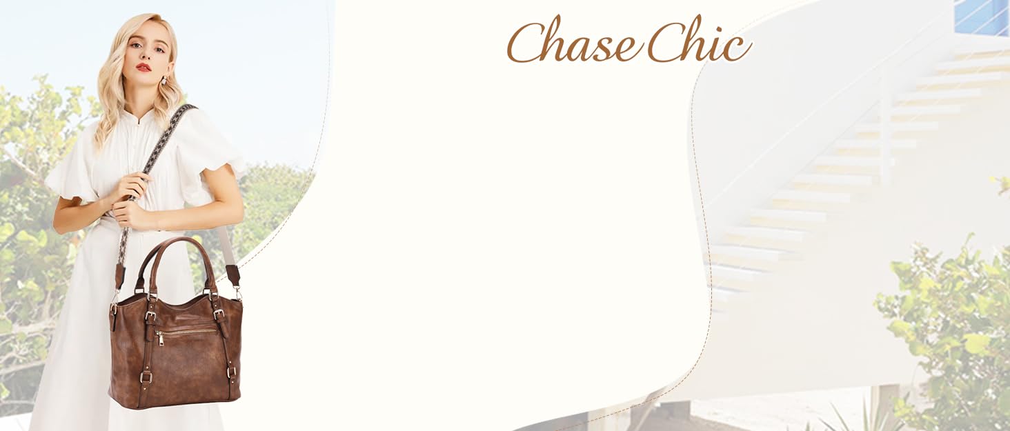 Жіноча сумка-хобо Chase Chic з екошкіри, стильна сумка через плече з широким гітарним ременем, коричнева
