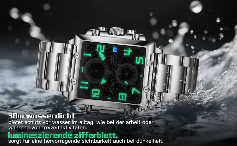 Чоловічий наручний годинник OLEVS Chronograph з шкіряним ремінцем, японський кварцовий механізм, водонепроникний, класичний елегантний стиль (модель 2958, чорний)