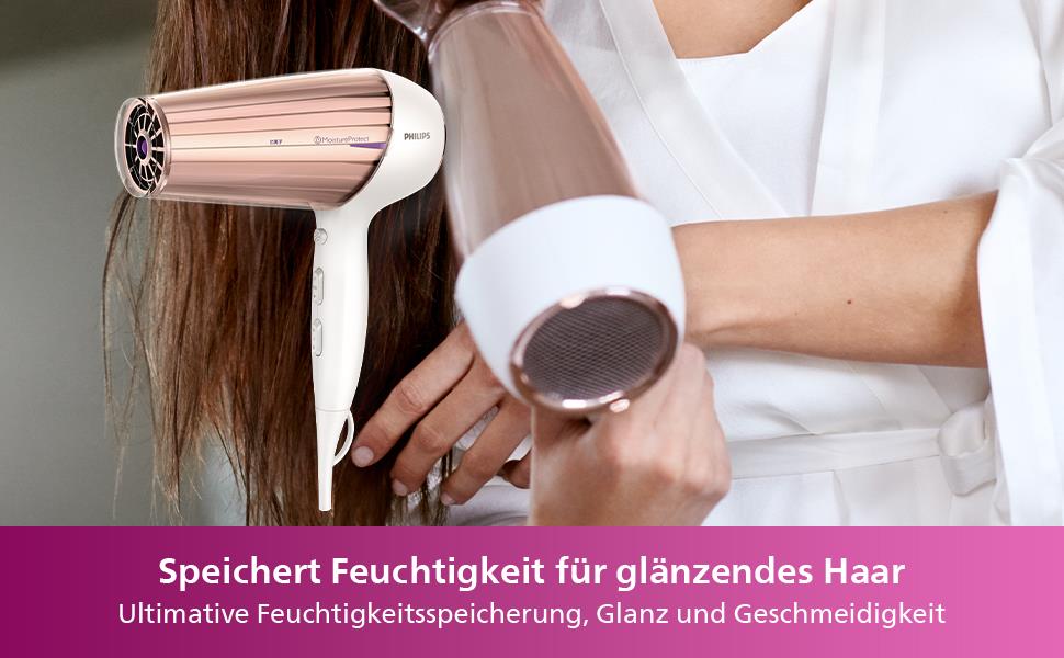 Фен для волосся Philips MoistureProtect HP8280/00, 2300Вт, з іонізацією, 6 режимами температури та швидкості, дифузором та стилізуючою насадкою