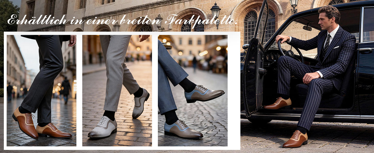 Чоловічі класичні туфлі YFFUSHI Oxford Brogues — офіційне бізнес-взуття, сіро-блакитні, розмір 40 EU