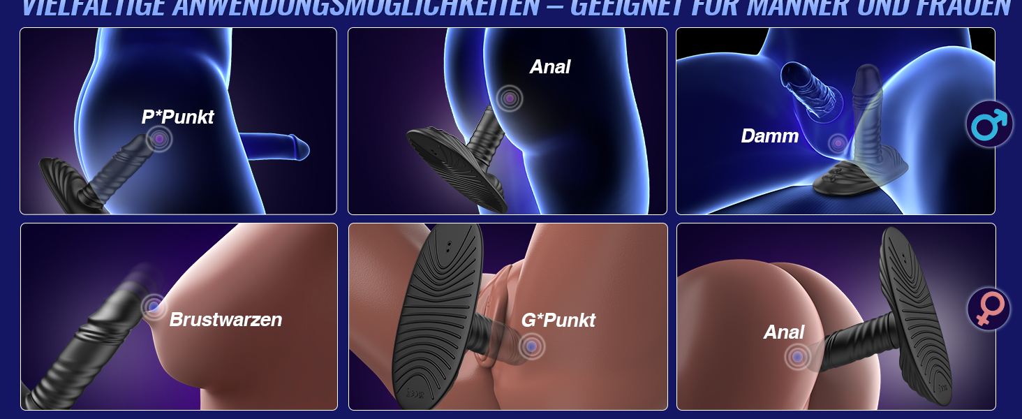 Анальний вібратор-масажер з силікону з 9 режимів вібрації та стимуляції простати, анусу та вагіни. Іграшка для дорослих для чоловіків та жінок