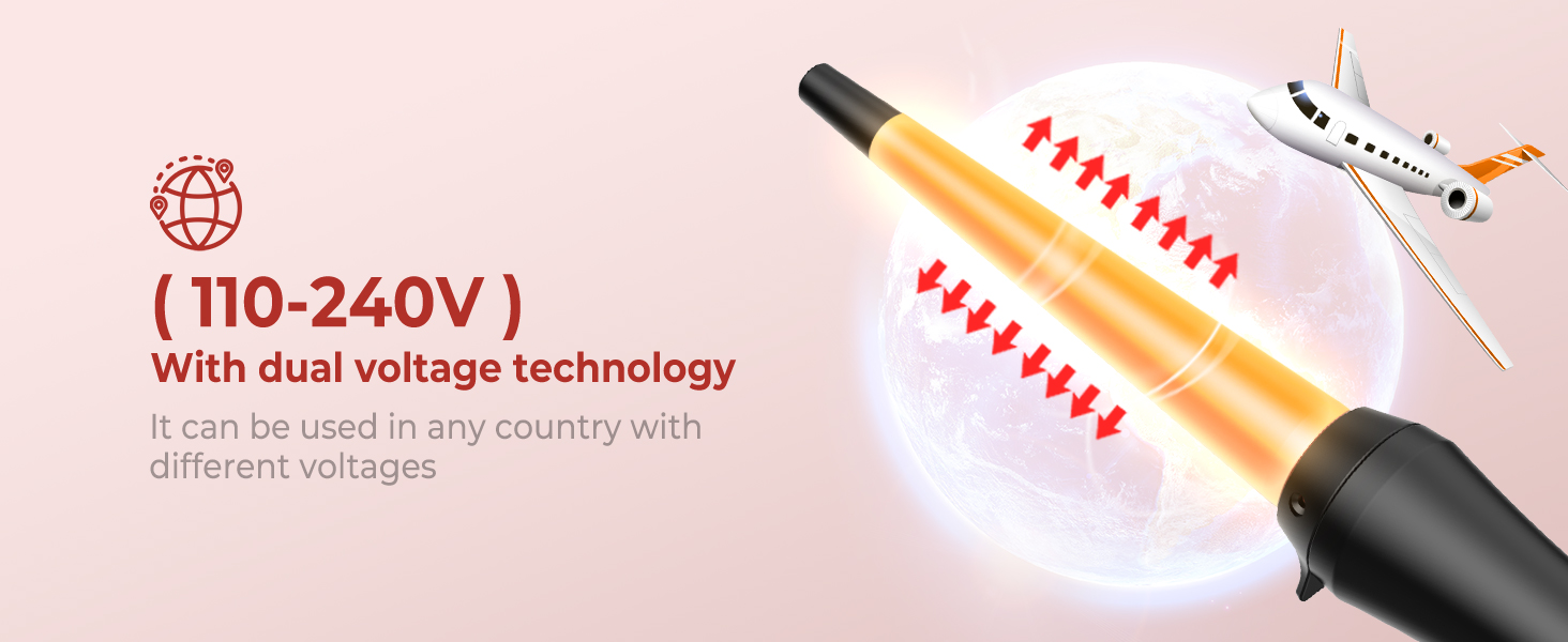 Міні-плойка для короткого волосся UKLISS 25 мм, стайлер для завивки волосся з LCD-дисплеєм (120-200℃), подвійна напруга, рожеве золото
