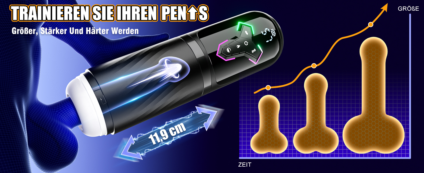 Мастурбатор для чоловіків KI-Interaktion з 10 вібраціями, 7 режимами розтягування та 5 режимами стимуляції. Секс-іграшка з підігрівом та керуванням через APP
