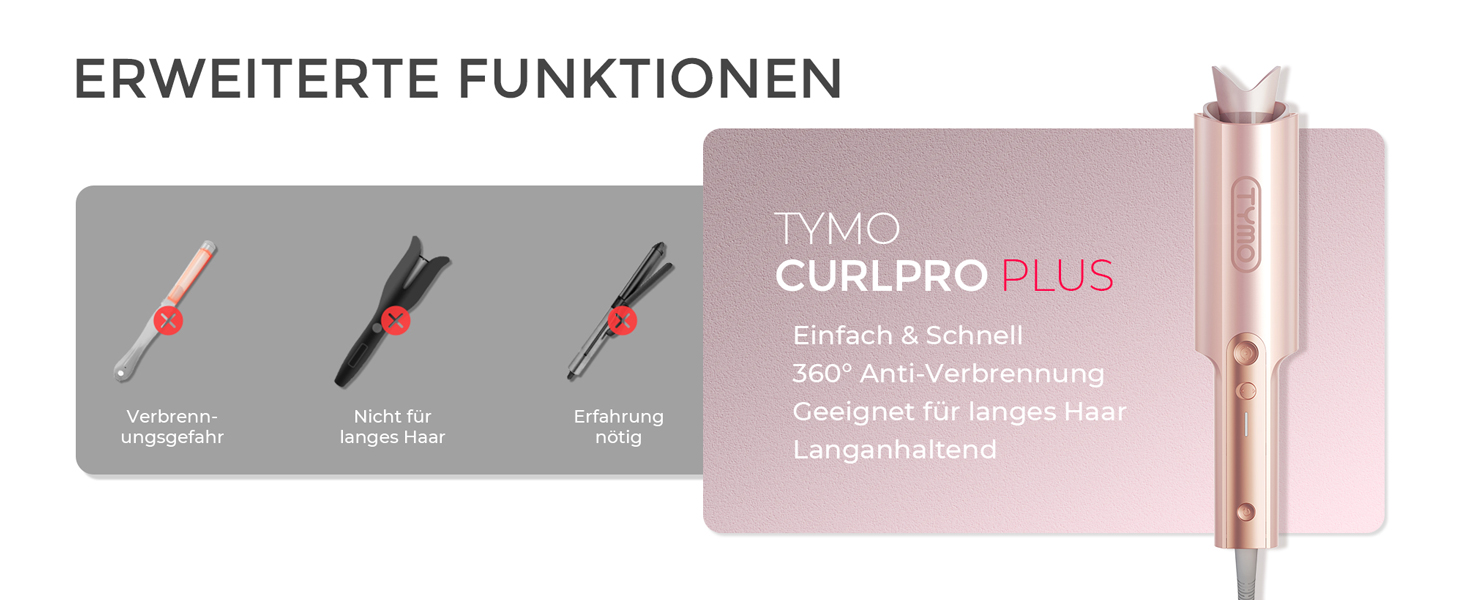 Автоматичний завивач локонів TYMO Curlpro Plus для довгих волосся, 32 мм, ефект пляжних хвиль, з захистом від опіків, золотавий рожевий