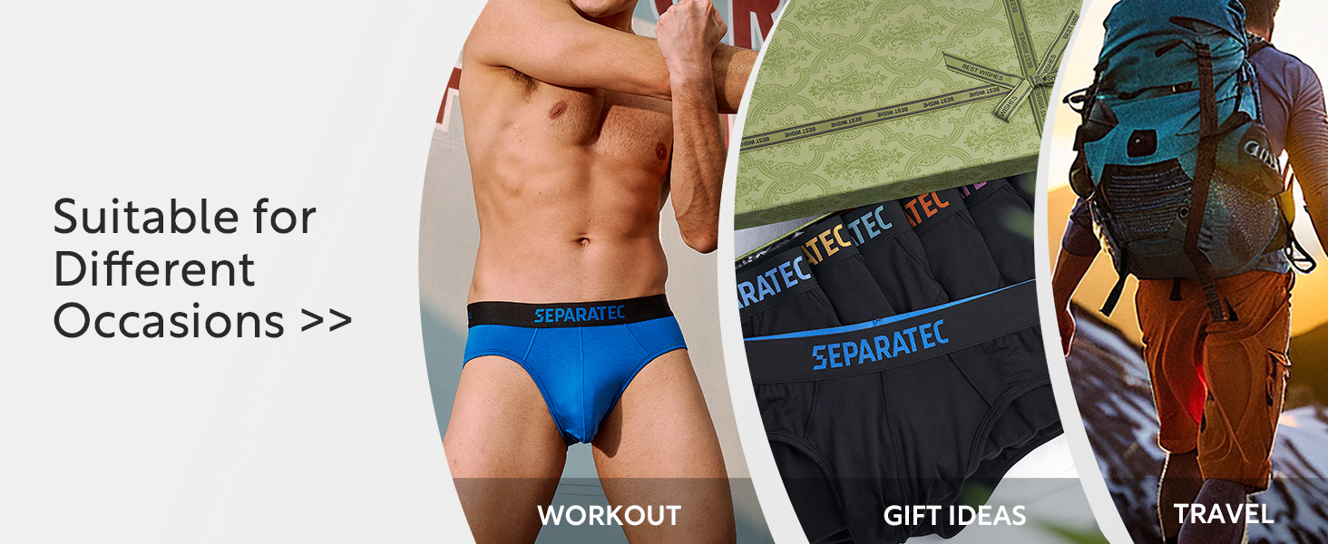 Боксерки чоловічі Separatec 7 шт. з подвійним мішечком, бамбук/район, чорні