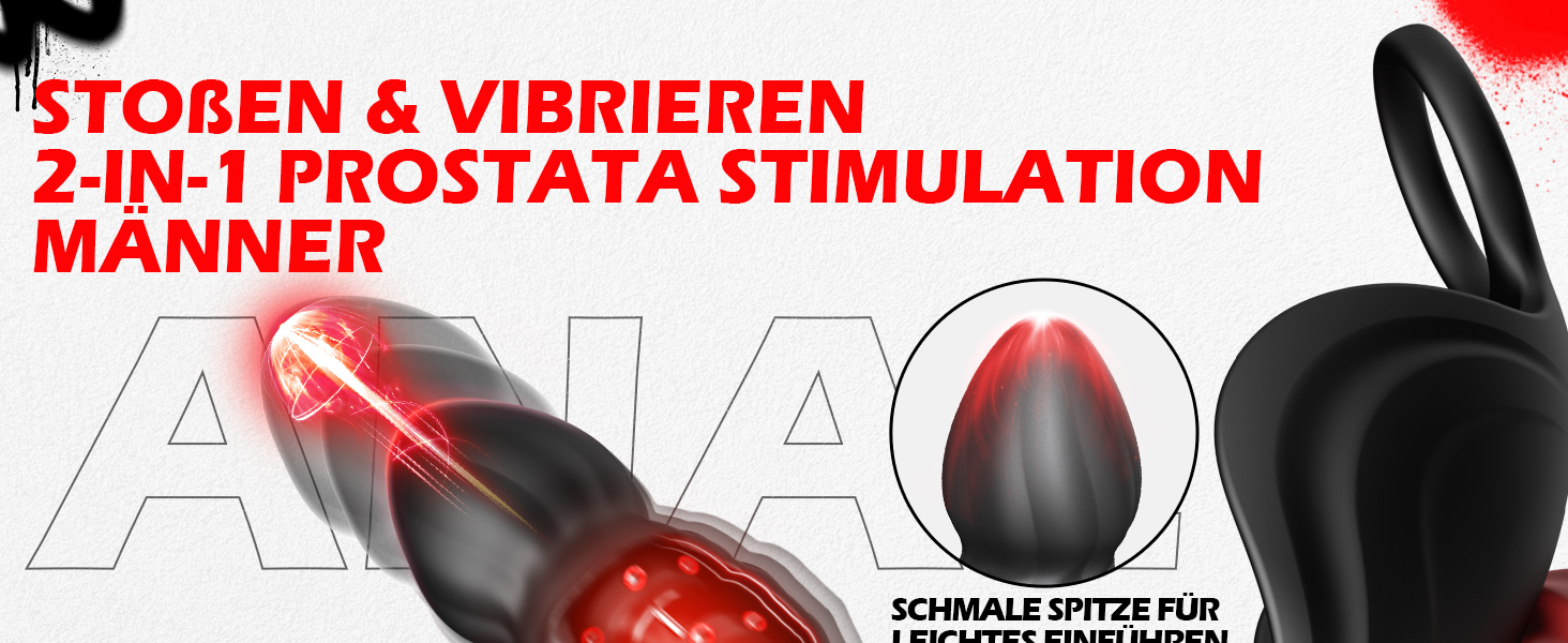 Вібратор для чоловіків для стимуляції простати, анальний плагін з кільцем, 3 режими, 10 вібрацій. Іграшки для дорослих, для пар.