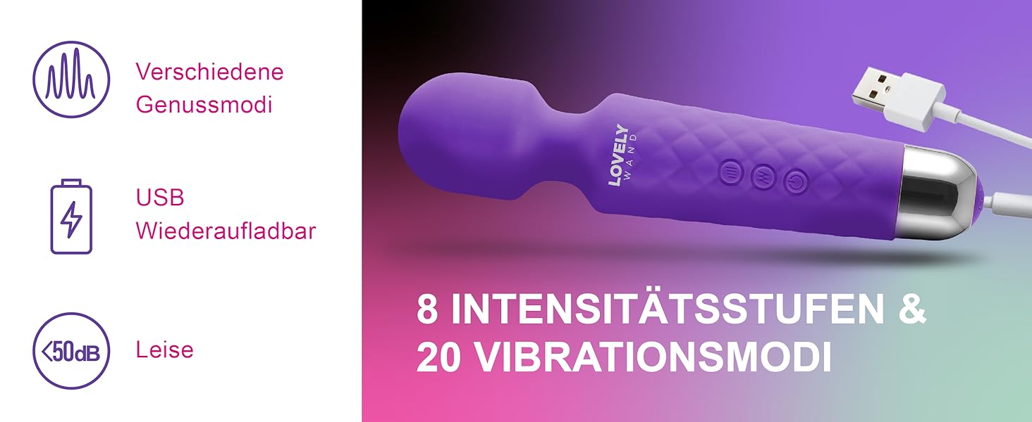 Вібратор для жінок Lovely Wand - бездротовий, водонепроникний, 20 режимів вібрації, акумуляторний