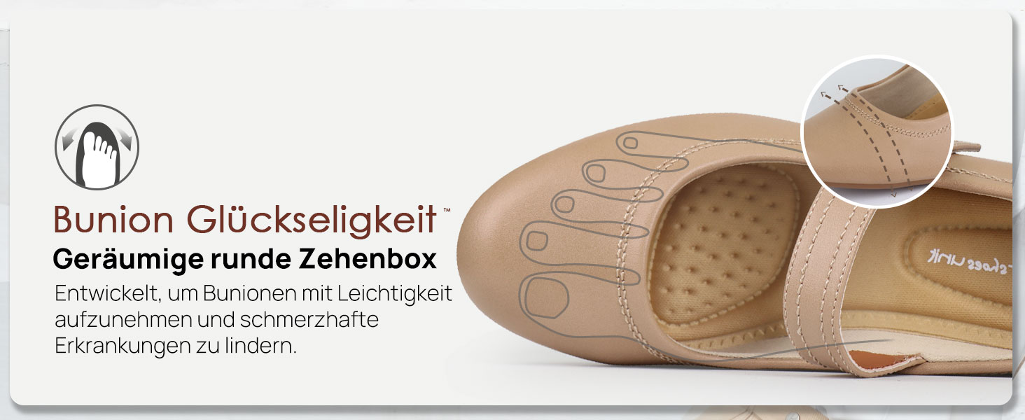 Жіночі ортопедичні туфлі Mary Jane Ortho + Rest для Hallux Valgus, бежеві, на низькому стійкому каблуку