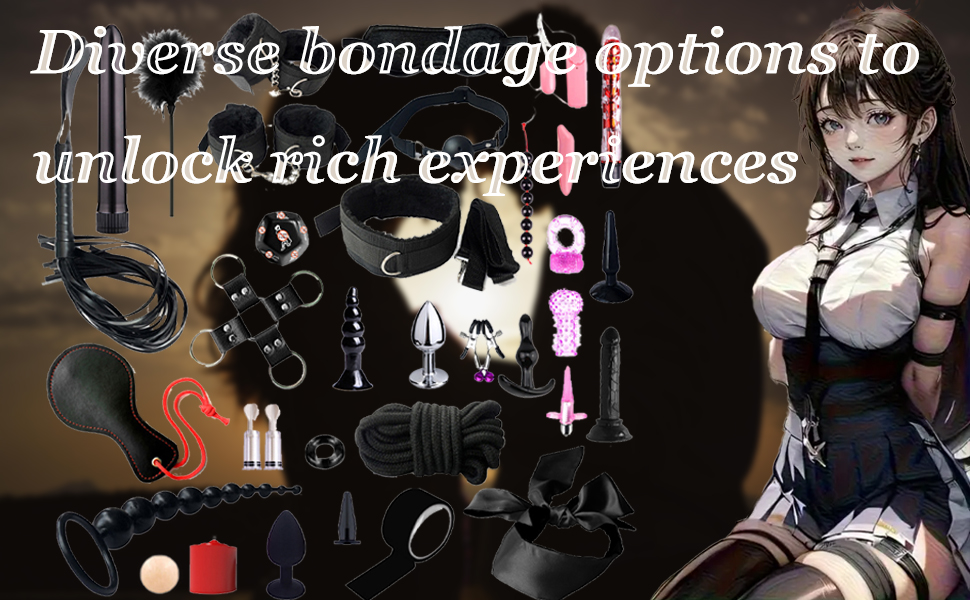 Набір для БДСМ: 35 елементів, шкіряні аксесуари, наручники, анальні іграшки для пар