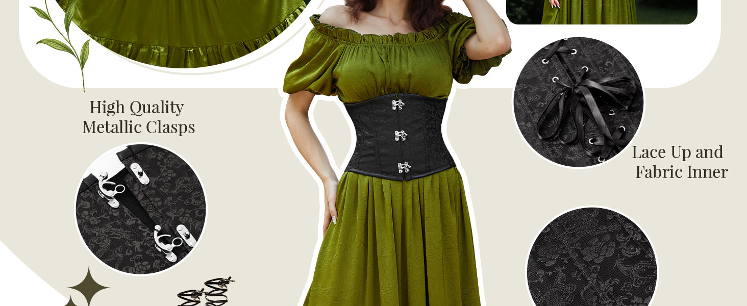 Жіночий корсет-топ JasGood: готичний корсет з мереживом, чорний жакардовий корсет для талії, ідеальний для Хелловіну