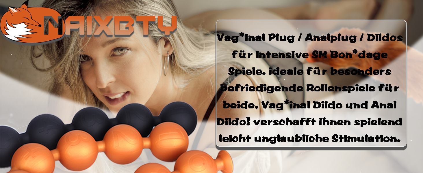 Анальні кульки з силікону NAIXBTY Foxtail: 9 кульок, гнучкі, для стимуляції, силікон, золото+чорний