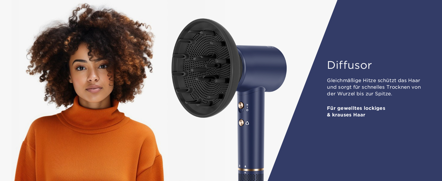 Професійний фен для волосся PARWIN PRO BEAUTY Air-Sonic з HD-LED дисплеєм, безщітковим мотором 110,000 об/хв та іонізацією (200 млн негативних іонів), швидка сушка 25 м/с, колір Прусський синій