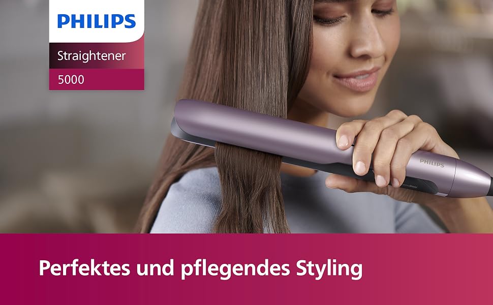 Випрямляч для волосся Philips 5000 Series BHS530/00 з технологією ThermoShield, іонізацією та керамічними пластинами з аргановою олією, світло-рожевий