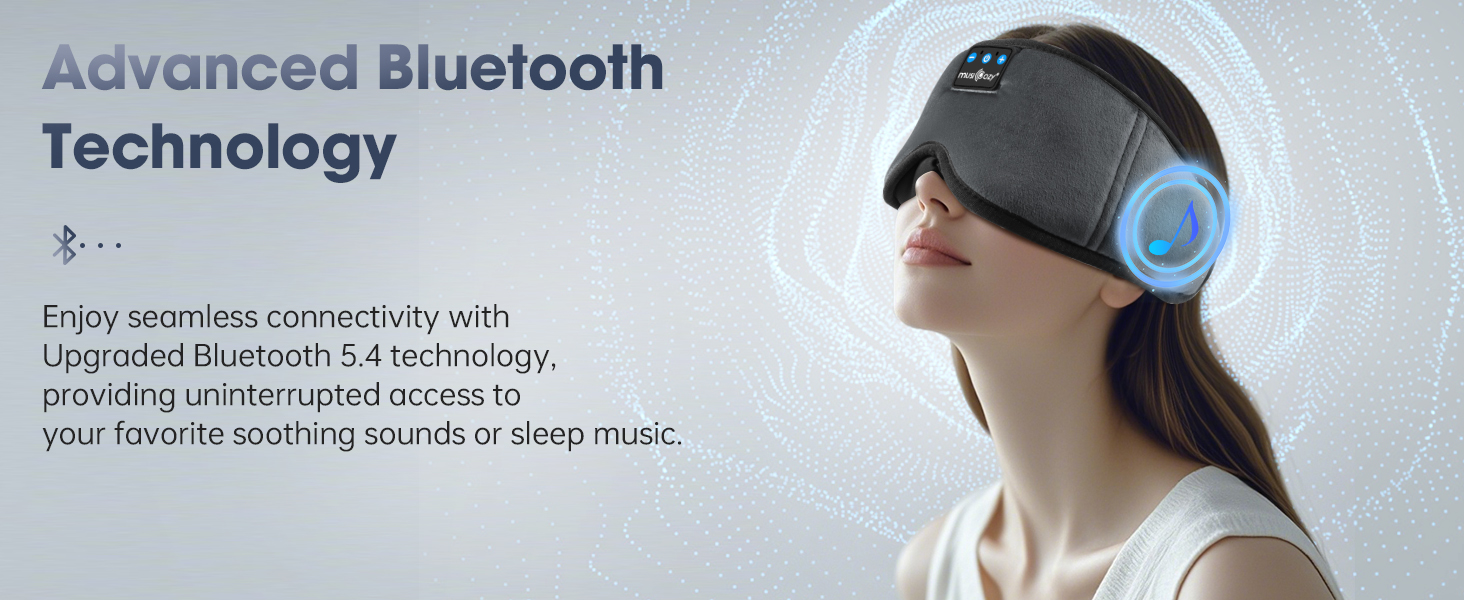 Маска для сну з Bluetooth-навушниками MUSICOZY, 3D затемнення 100%, версія 5.4, 16 годин роботи, м'яка пов'язка для сну, подорожей та медитації (Антрацитовий сірий)