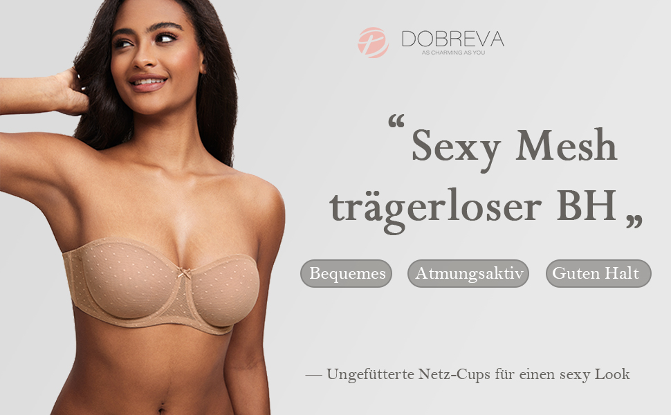 Бюстгальтер без бретелек Dobleva з мереживом для великих грудей, білий (70C, натуральний)