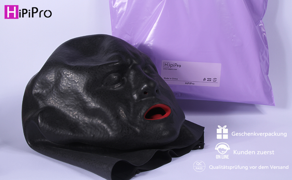 Маска для голови Hipipro Latex, доросла, повна маска з фіксатором для носа та рота