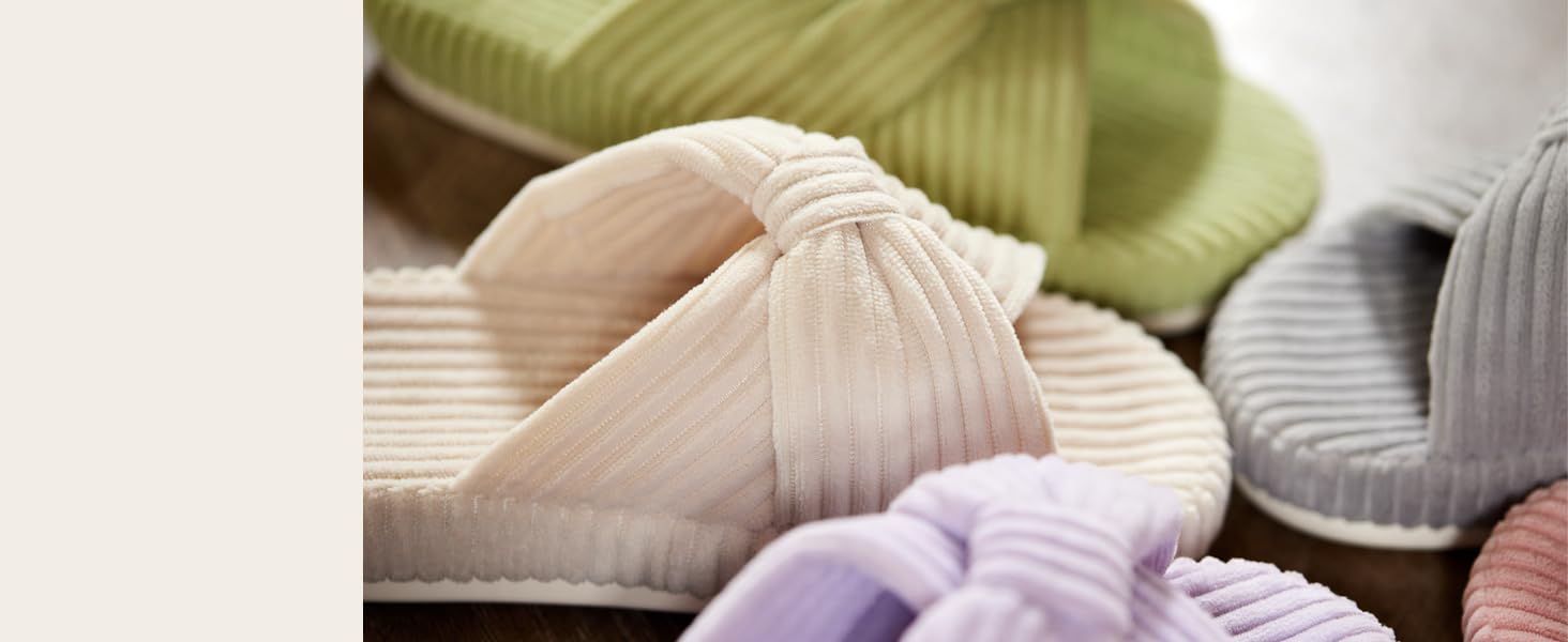 Жіночі домашні капці Chantomoo з ефектом пам'яті (Memory Foam), велюрові тапочки з бантом та перехресними ремінцями, бежеві, розмір 38/39 EU