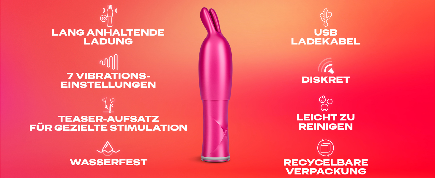 Вібратор Durex Tease & Vibe 2-в-1 з тезером - секс-іграшка для жінок, чоловіків та пар, 7 режимів вібрації, USB-зарядка, водонепроникний