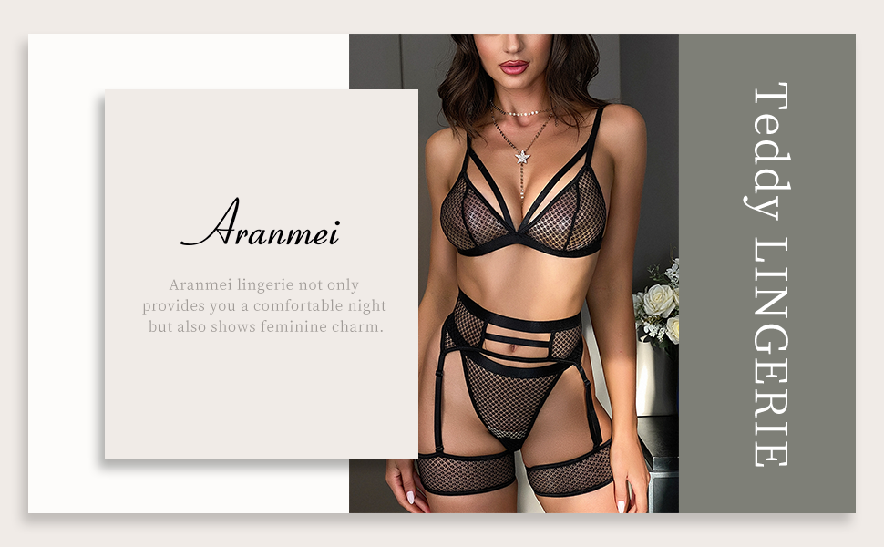 Сексуальний комплект нижньої білизни Aranmei з 4 частин для жінок: мереживний бюстгальтер, труси з високою талією, пояси для панчіх та страпи, розмір 38, колір рожевий