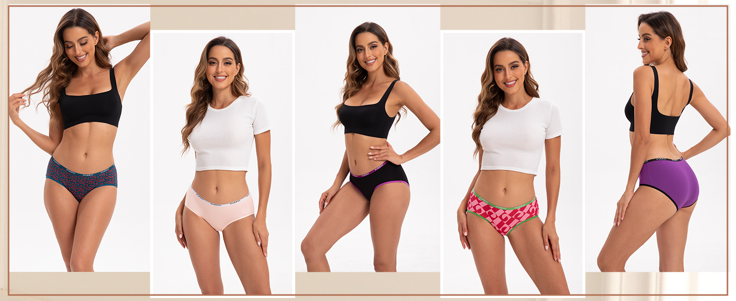 Сліпепи жіночі бавовняні INNERSY, комплект 6 шт, трусики-хіпстер, зручні, розмір M, темно-кольорові