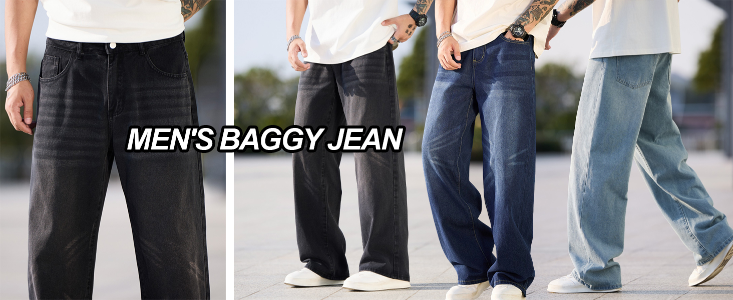 Чоловічі широкі джинси Baggy Skater чорного кольору, повсякденні штани денім, розмір L