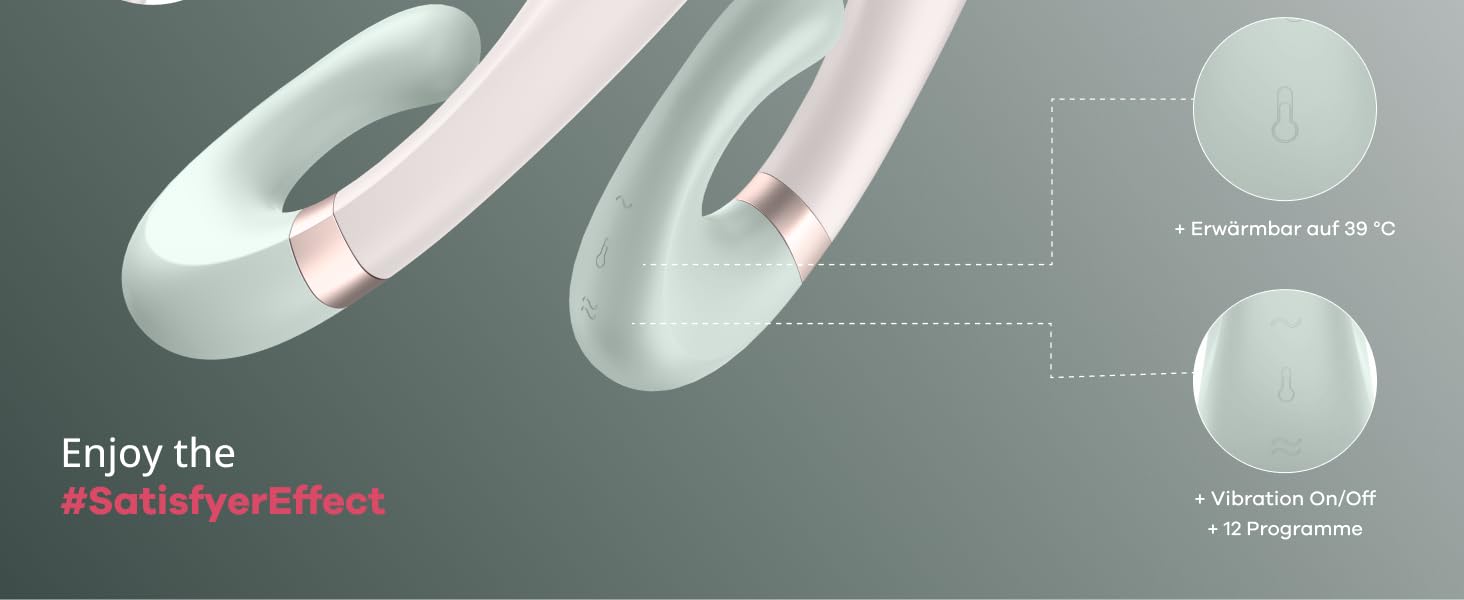 Satisfyer Heat Wave Connect - вібратор для жінок з підключенням Bluetooth | Зігріваючий вібратор з функцією нагріву та керуванням через додаток | Медичний силікон, 20 см | Mint
