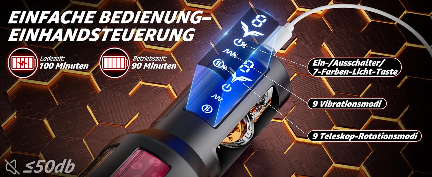 Електричний мастурбатор 4-в-1 для чоловіків з 9 режимами вібрації та телескопічною функцією, іграшка для сексу з імітацією ротової порожнини