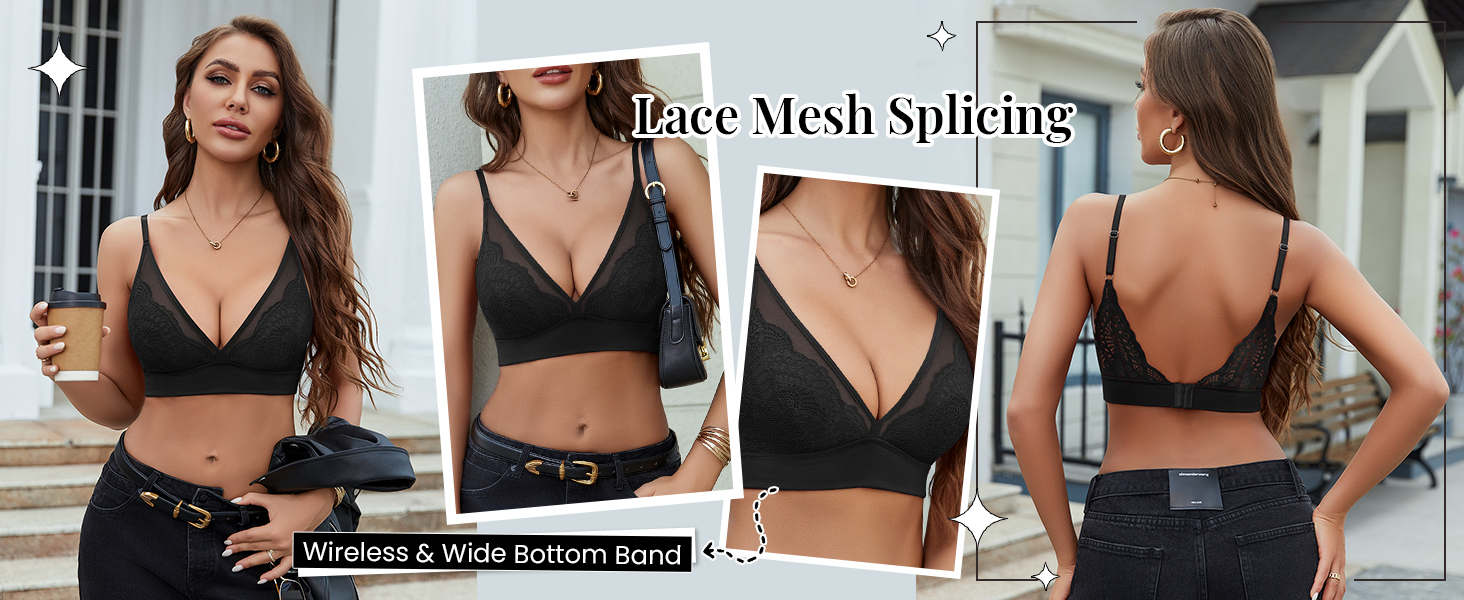 Тонкий мереживний бюстгальтер Avidlove без кісточок, V-подібний виріз, мережа, бралетт, без підкладки, на тонких бретелях, повсякденний, комфортний, класична білизна, XXL, бордовий